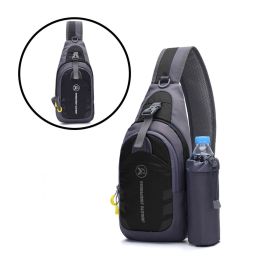 Outdoor Multifunctional Water Bottle Shoulder Bag Messenger Bag Waist Bag (Color: black)