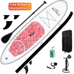 FEATH-R-LITE Free Shipping US CA EU Warehouse Have Stock SUP Stand Up Paddle Board 10'x30''x6'' Inflatable Paddleboard Soft Top Surfboard with ISUP Ac (Color: Pink)