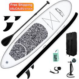 FEATH-R-LITE Free Shipping US CA EU Warehouse Have Stock SUP Stand Up Paddle Board 10'x30''x6'' Inflatable Paddleboard Soft Top Surfboard with ISUP Ac (Color: black)